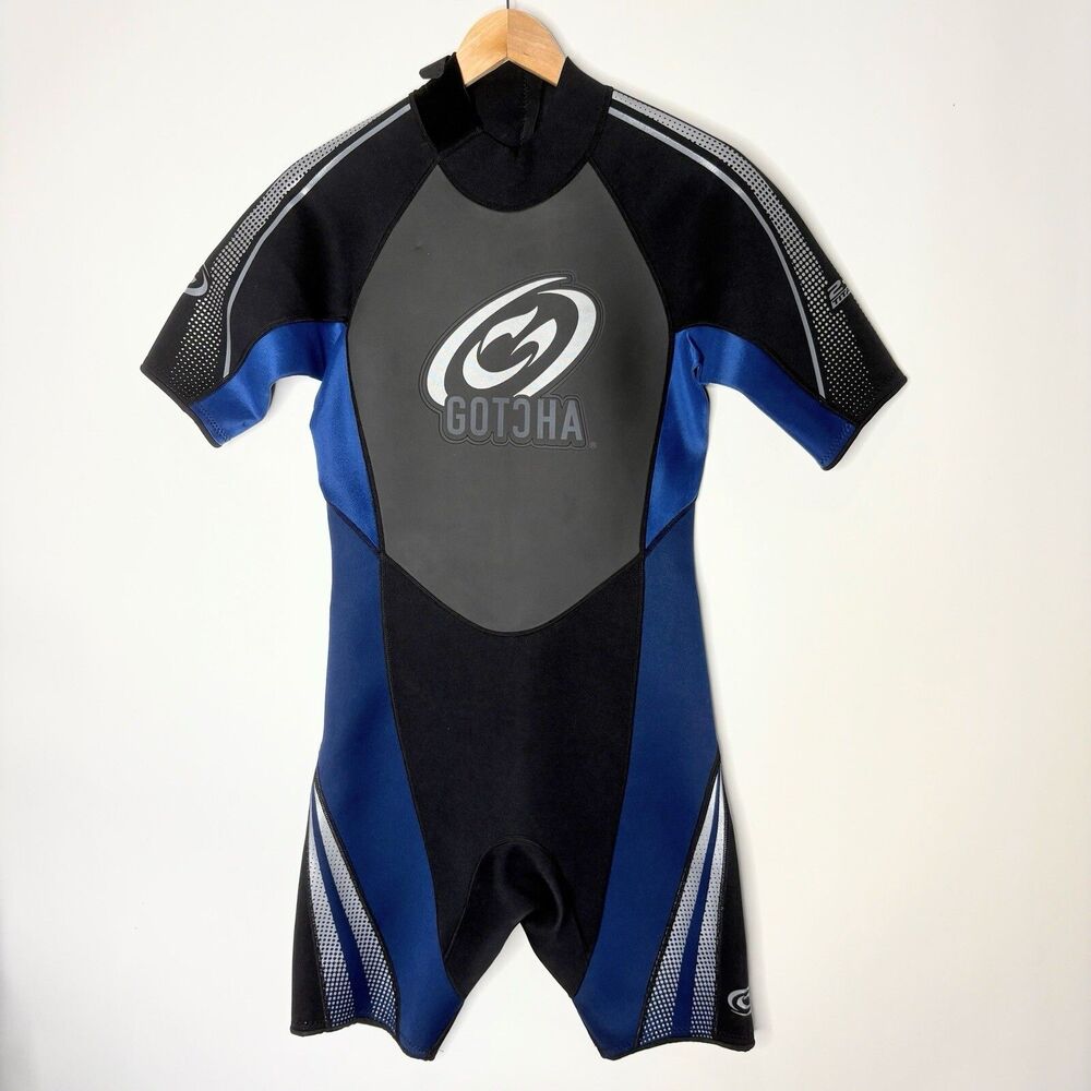 Gotcha Wetsuit Short Sleeve Shorts Black Blue 2.2mm Titanium Men's M NWT NEW